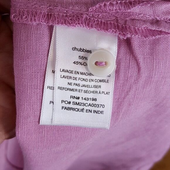 CHUBBIES Mens Shirt XL Pink Button Up Short Sleeve Linen Sunday Magnolia - Picture 5 of 8